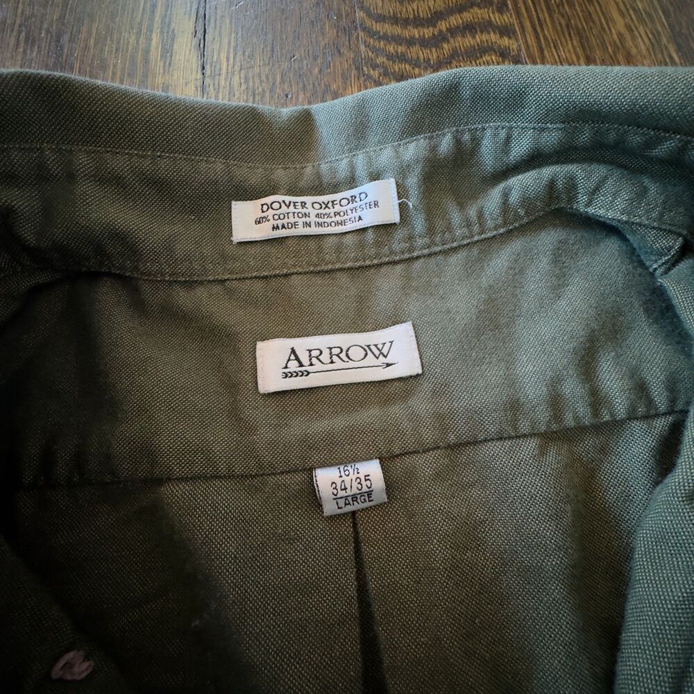 Dark Green Arrow button down size Large - image 4